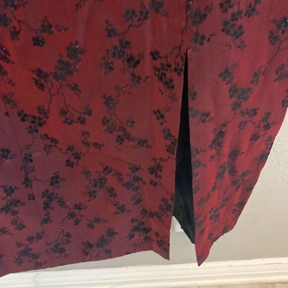 Vintage- dark red Japanese inspired dress- Size 10P - Picture 6 of 11